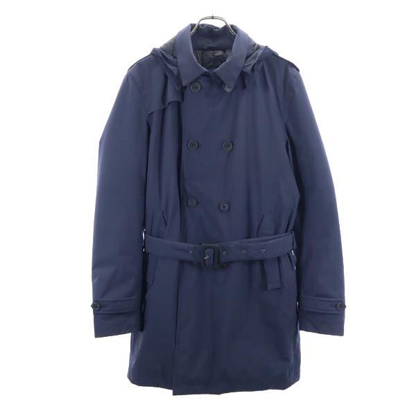 ヘルノ ダウン コート 46 紺 Herno フード ウエストベルト メンズ 230130