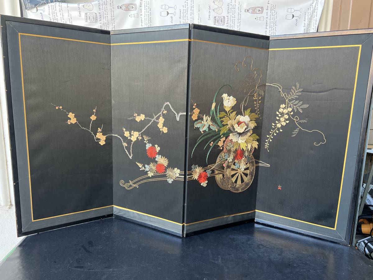 高品質，新品 W3072 屏風 インテリア 置物 飾り物 刺繍 長168cm 寛92cm(家具、インテリア)｜売買されたオークション情報、yahooの商品情報をアーカイブ公開 - オークファン その他