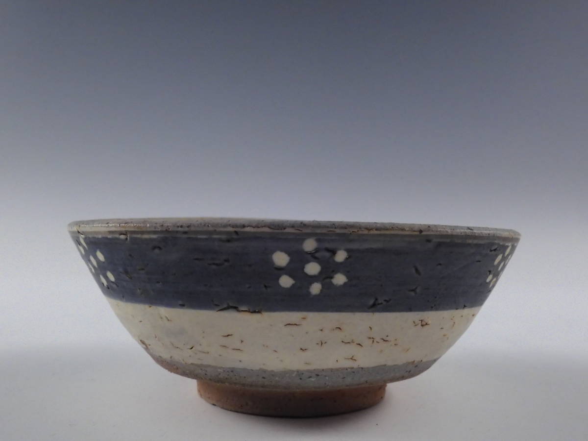 ○栄○時代 絵高麗 磁州窯 梅鉢 飾鉢 14.5cm 古陶器 35kw159