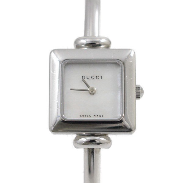 グッチ 1900L スクエア型 ブレスウォッチ クォーツ レディース 腕時計 シェル文字盤 純正SSベルト【いおき質店】