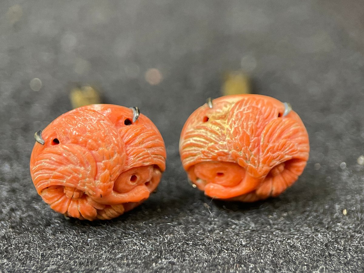 MI0501-104I 珊瑚 装飾品 詳細不明 時代物 鳥/花彫刻 サンゴ 公式