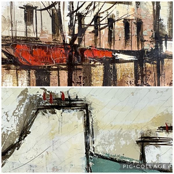 油彩　石川　信　パリの風景　象元会会員　多摩美大卒　背面サイン　額付　絵画 真作保証□油彩□石川信□パリの街角□象元会会員□多摩美大卒□額付