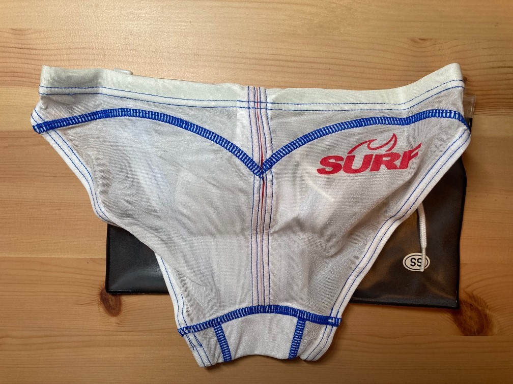 AQUX 競パン 競泳水着 ホワイト（透け感あり） 青ステッチ 新品未使用 