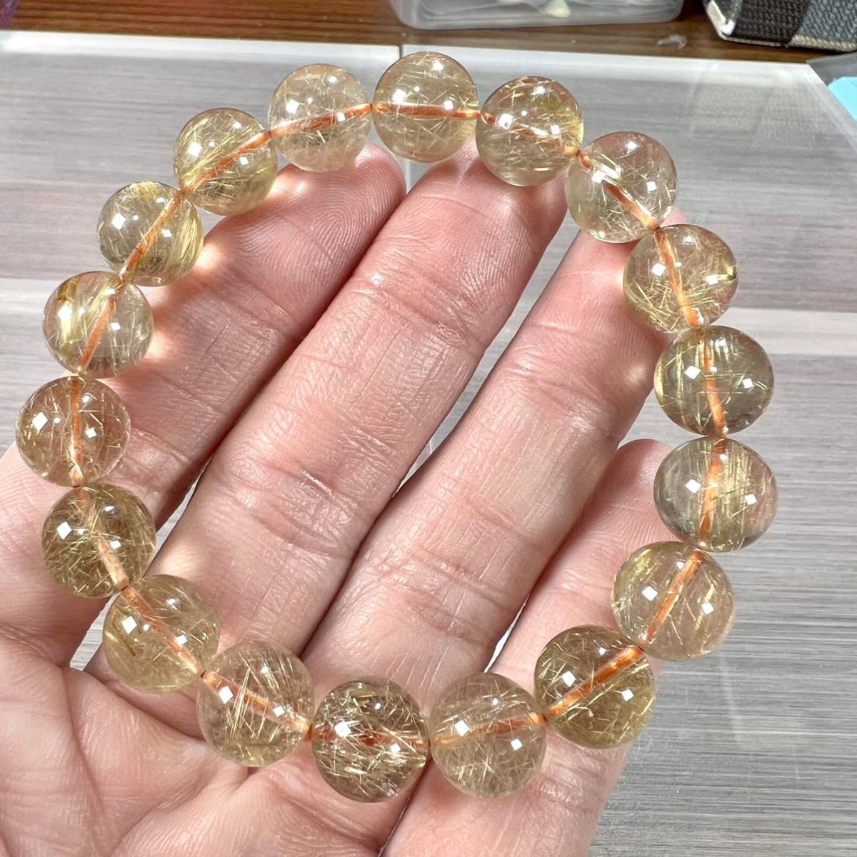 ハイクオリティ　ゴールドルチルブレスレット　美しい　15 ルチルクォーツ