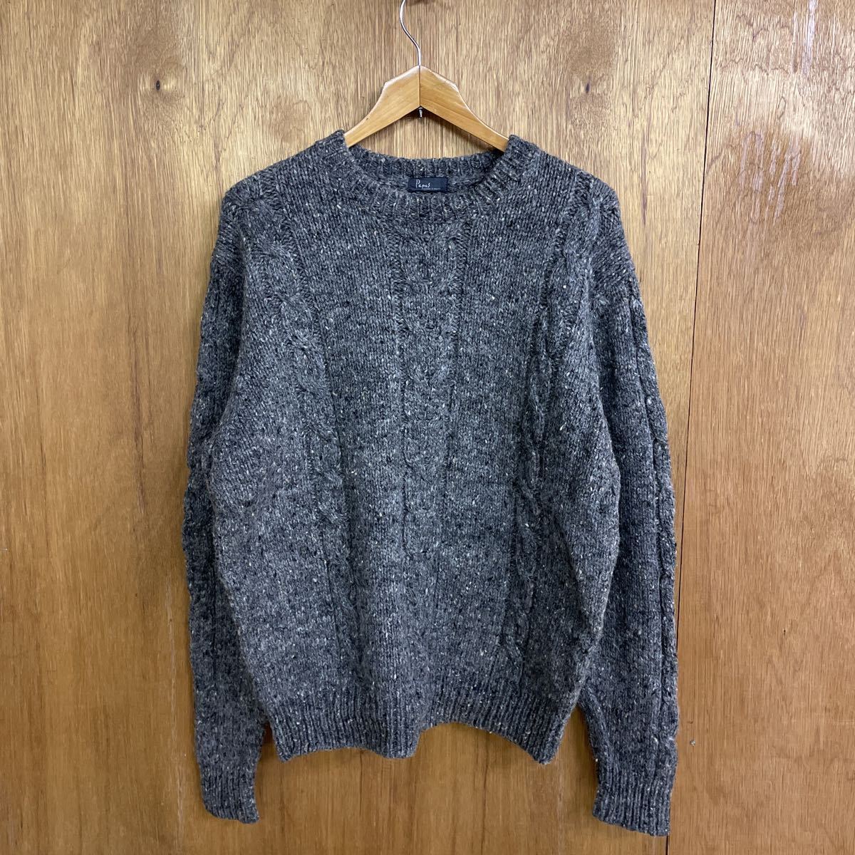 Papas パパス ローゲージニット セーター グレー