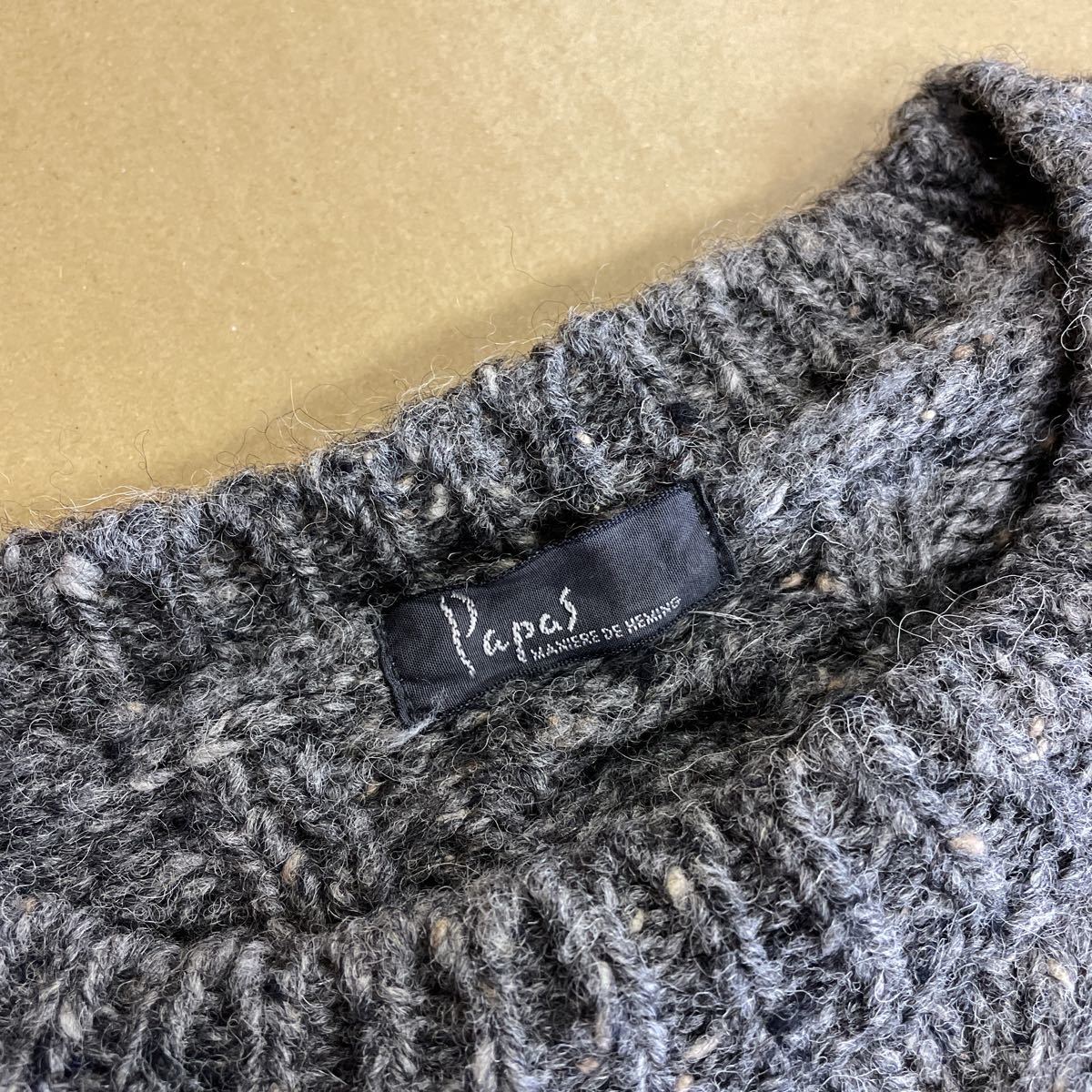 Papas パパス ローゲージニット セーター グレー