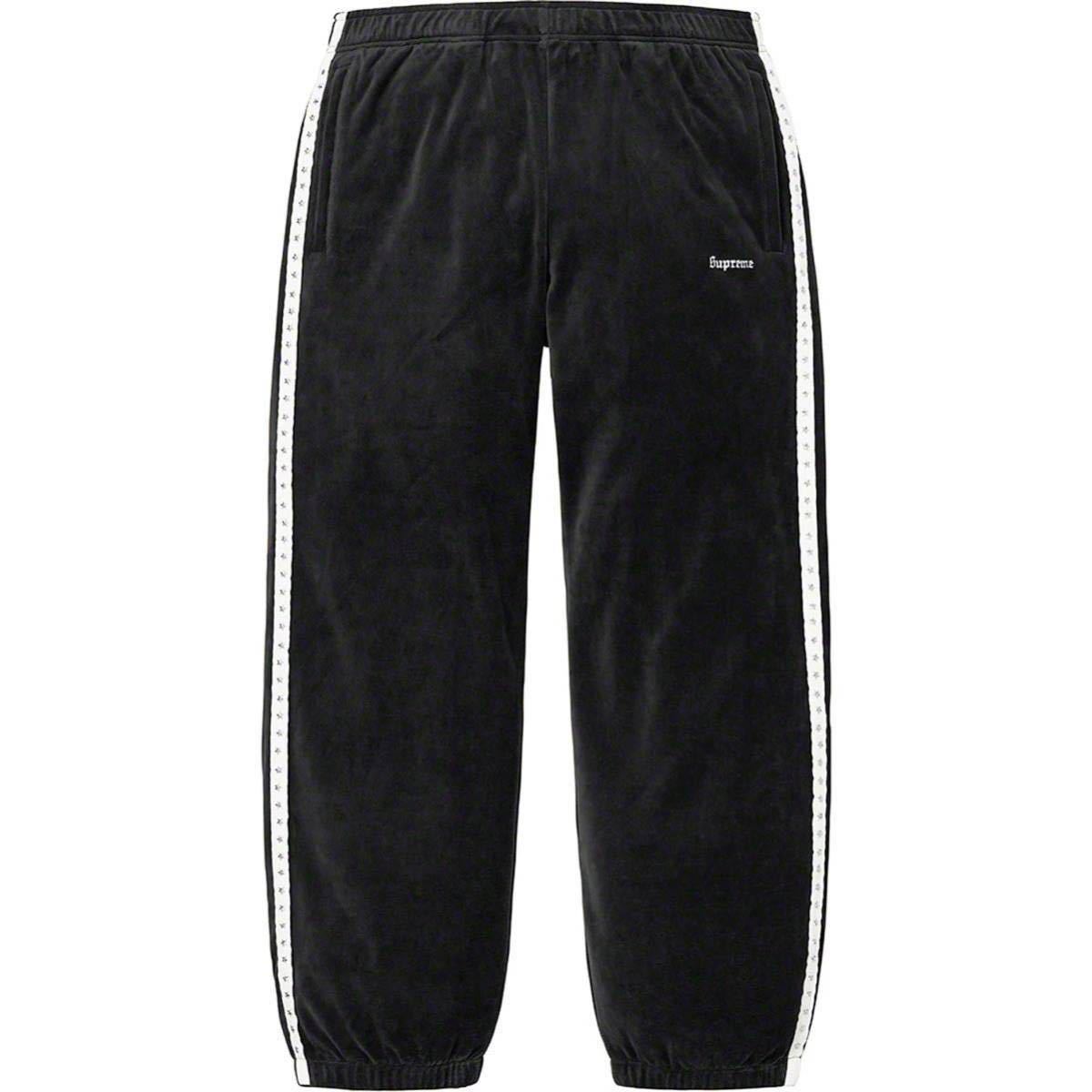 【新品未使用】 22AW 23 新品 Supreme シュプリーム STUDDED VELOUR TRACK PANT トラックパンツ BLACK ブラック 黒色 即決早い者勝ち