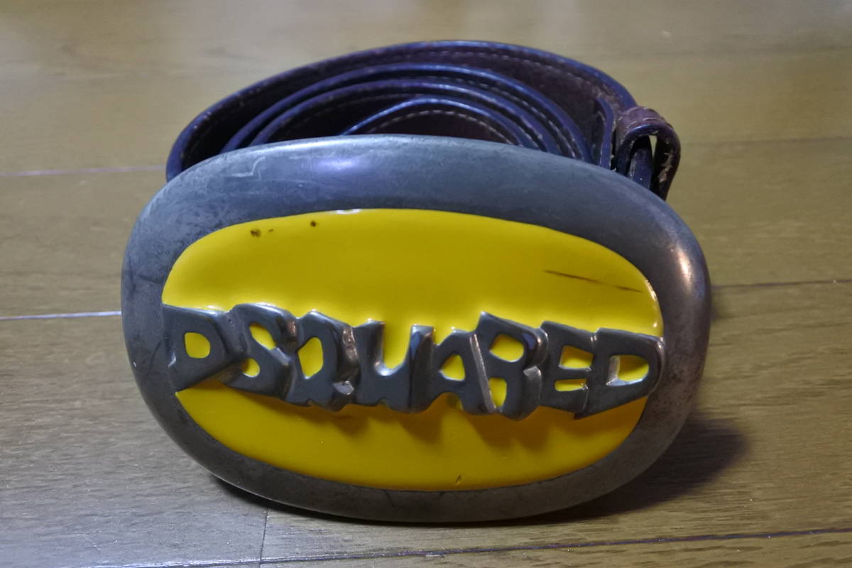 DSQUARED2 ディースクエアード バックル レザーベルト ブラウン イタリア製