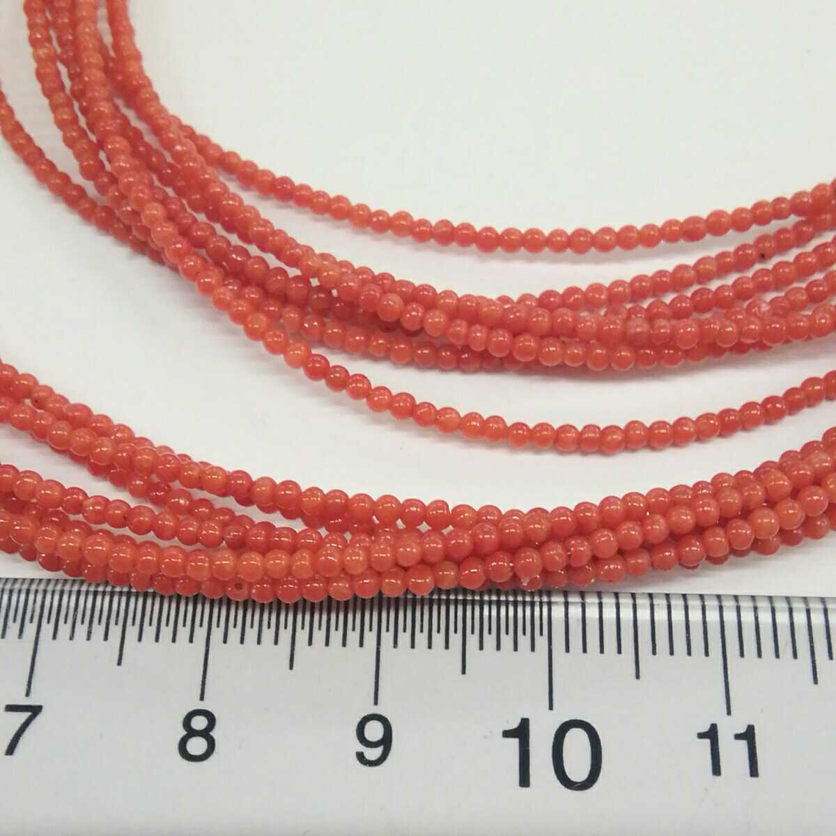 ○ハ7339S◎本珊瑚 【サンゴ】 赤系 7連タイプ ネックレス 62センチ 