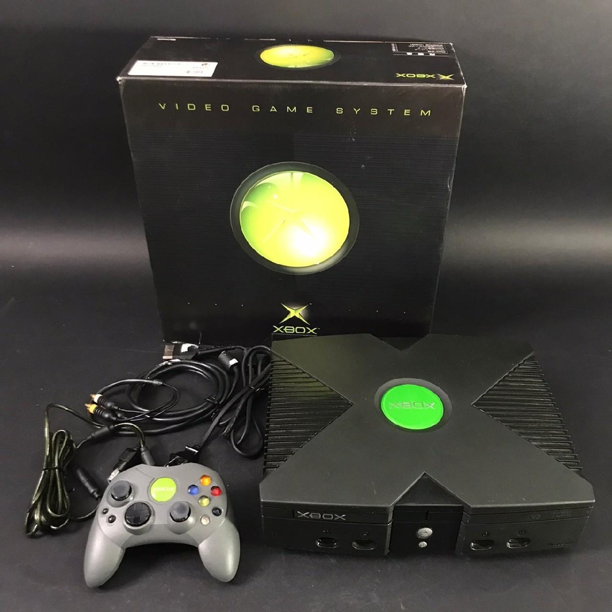 FG0127-57-7-4 現状品 初代 Xbox 本体 コントローラー アダプター付 