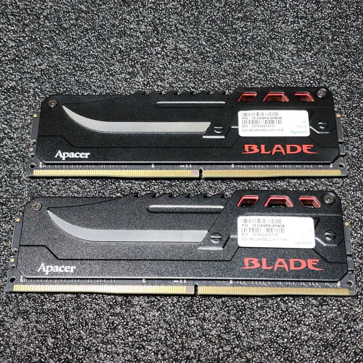 Apacer BLADE DDR4-3000MHz 16GB (8GB×2枚キット) 78.CAGPA.DFB0B 動作