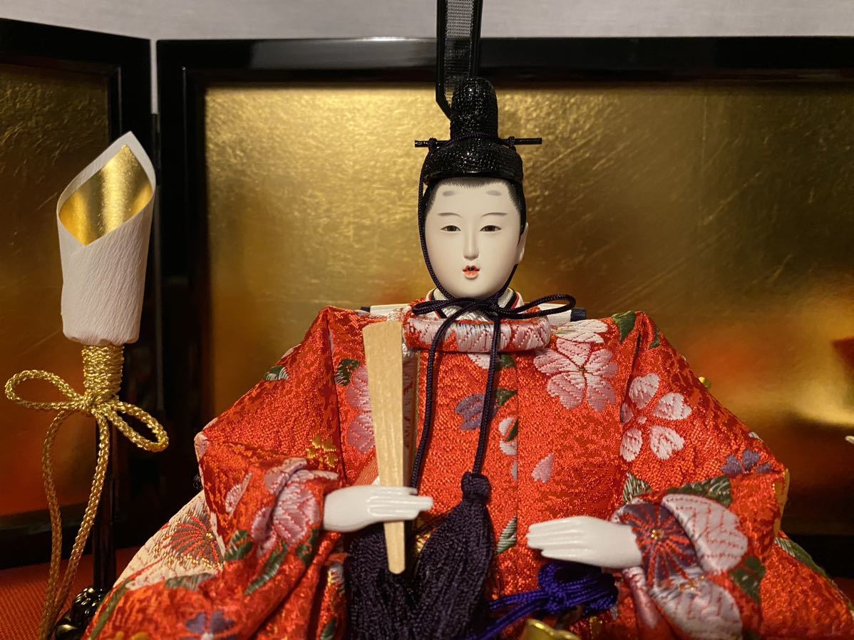 人気のコンパクトタイプ☆赤い雛人形☆ひな人形☆かわいい顔の親王飾り