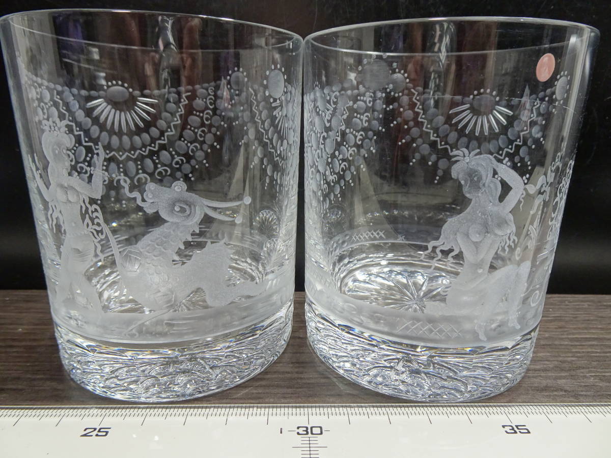 【洋食器や】■マイセン超一級品■アラビアンナイト千夜一夜物語●豪華ロックグラス１客＋極少キズ１客●セクシー美女・龍・机●箱無美品■