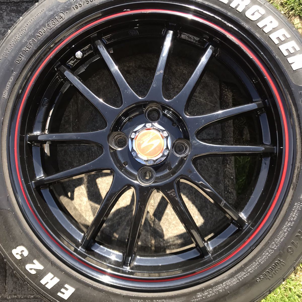 S-HOLD エスホールド 16インチ 6.5j +42 PCD100 4H タイヤ付 4本セット 