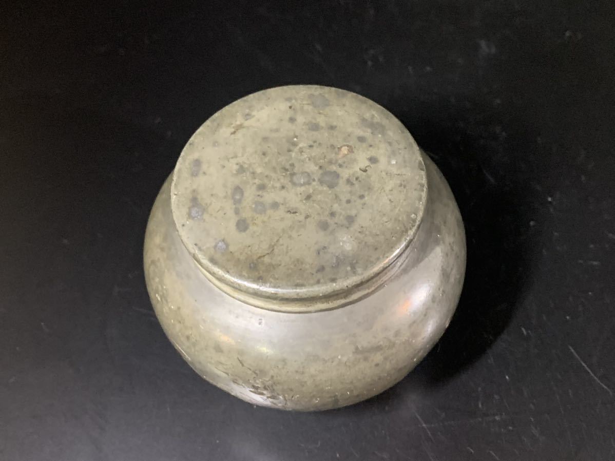 唐物 永好 古錫茶壷 茶入 約184g 古玩 骨董 煎茶道具 （C66H）(錫製