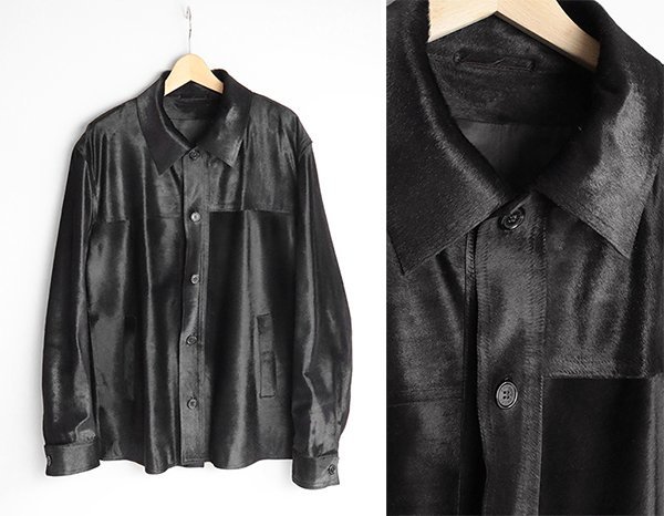 ★超美 GUCCI ◆ ハラコレザー ジャケット 黒 サイズ52【高級】カバーオール グッチ 1円~ ◆PM18