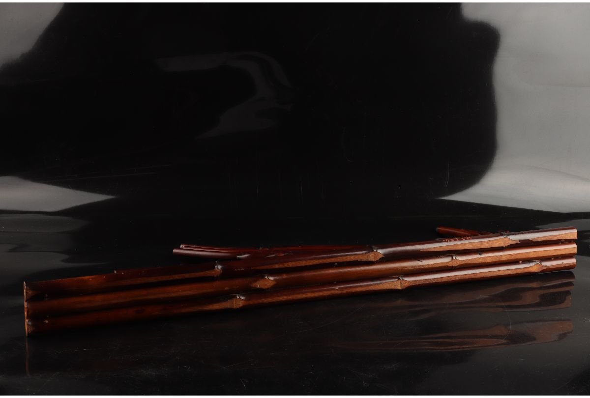 URA]瑞竹軒山際 作/竹製結界/W75.5cm/9-2-37(検)骨董/結界/炉屏/茶道具