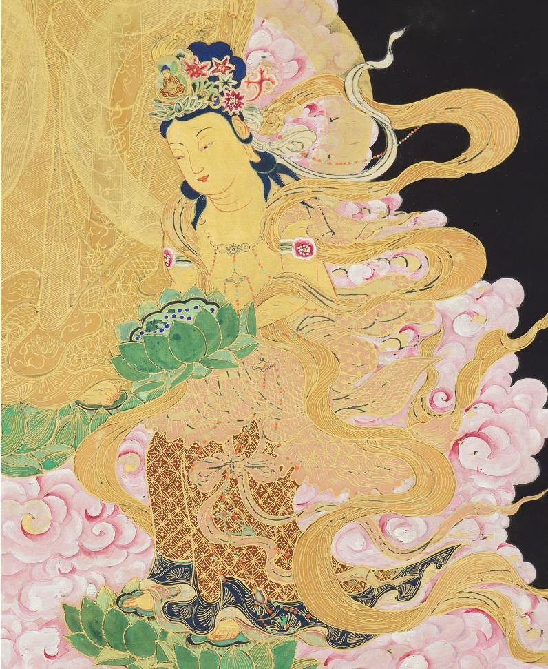 仏画 【掛け軸】 仏教美術 仏画 「阿弥陀如来像」 真作 真筆保証 截金