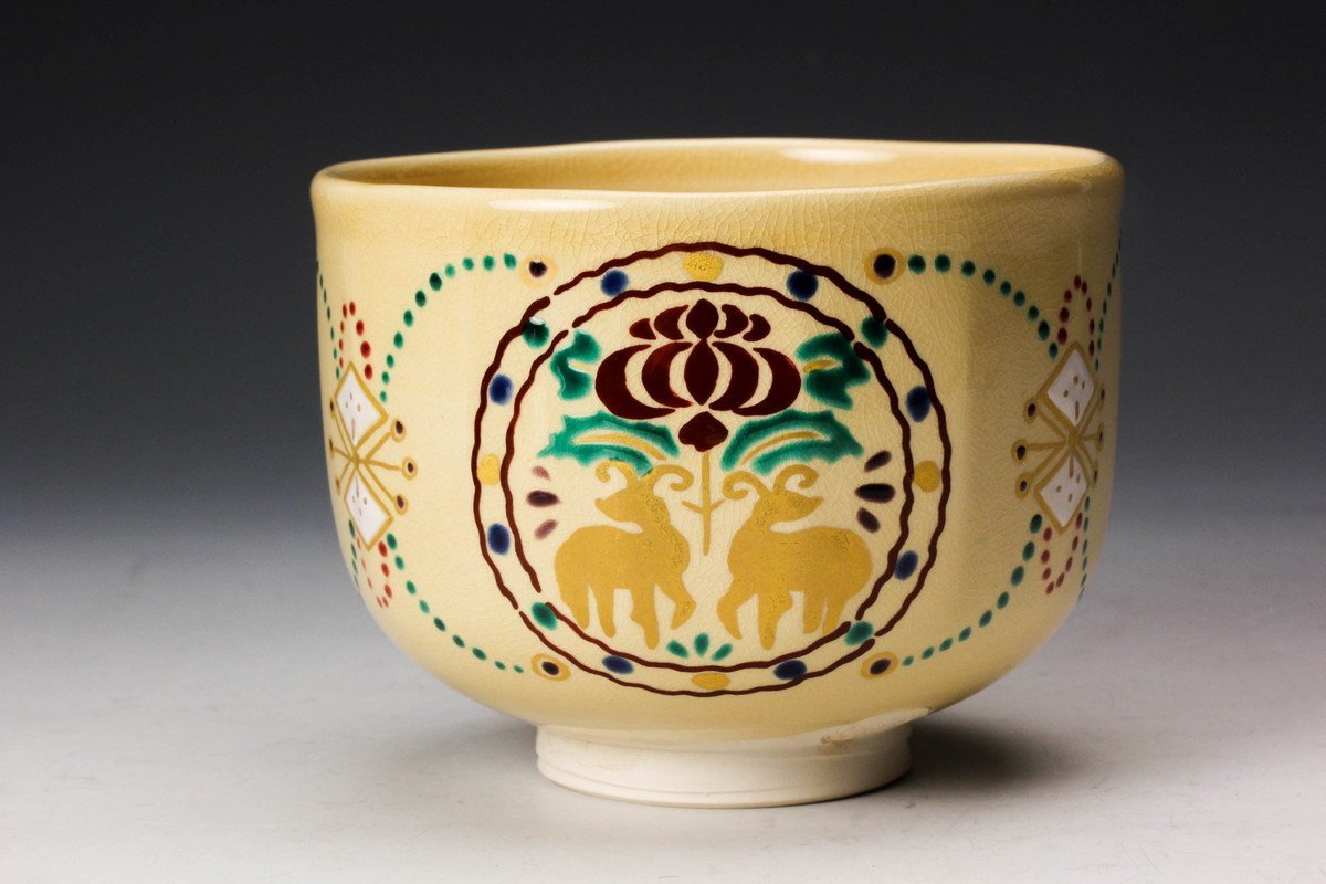 Yahoo!オークション - 【佳香】加藤松香 黄地瓔珞羊紋茶碗 共箱 共布 栞