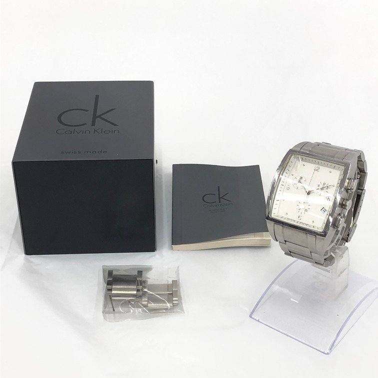【BBAM6004】腕時計　CALVIN KLEIN カルバンクライン SS クオーツ K30371 コマ 箱付き　不動品