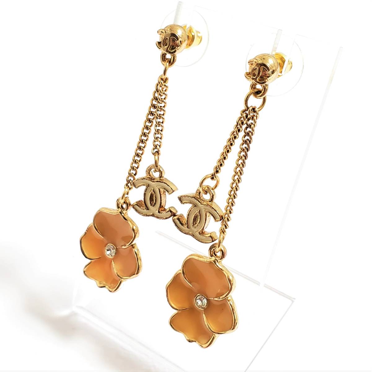 CHANEL シャネル ピアス クローバー ラインストーン付き ココマーク 