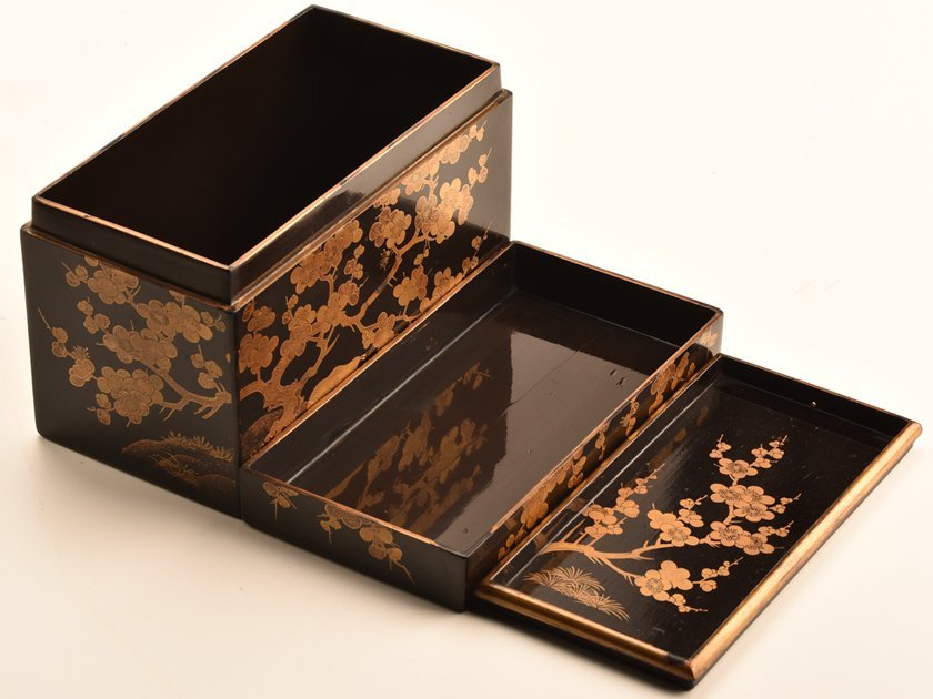 流】時代漆器 江戸時代 本金蒔絵茶箱 DE604(漆芸)｜売買された 
