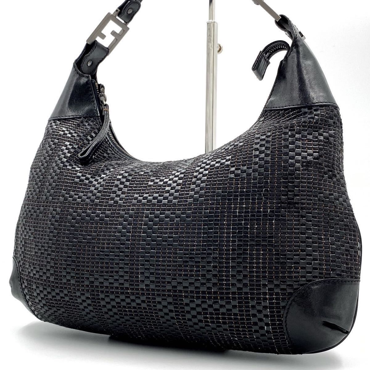 希少/美品】FENDI フェンディ ズッカ柄 FF金具 ハンドバッグ ワン 