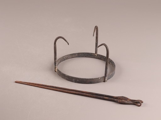 【大人気，品質保証】 古美術 煎茶道具 古銅造 饕餮紋 金象嵌 瓶掛 火鉢 在印 時代物 極上品 初だし品 7848