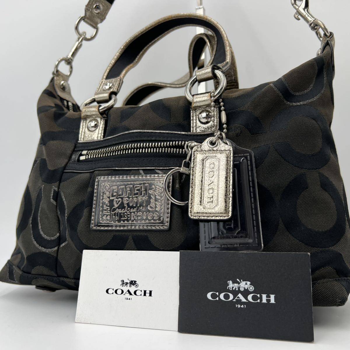 1円 1円 超美品 COACH コーチ シグネチャー キャンバス レザー ミニ 
