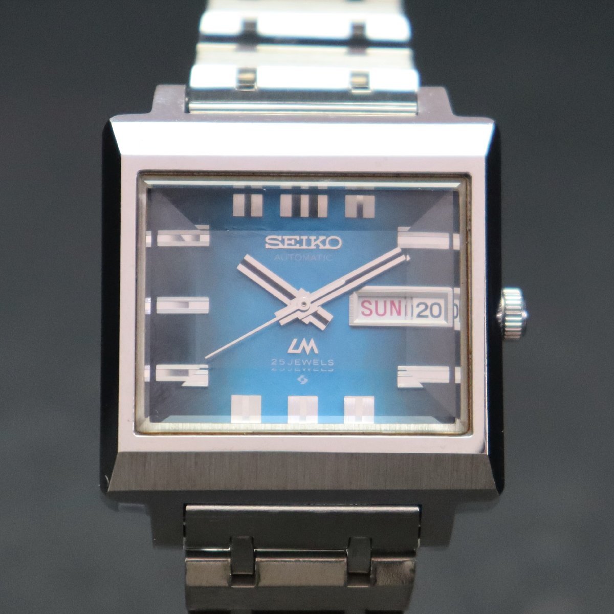 SEIKO LM セイコー ロードマチック 5606-5080 自動巻 25石 スクエア 青