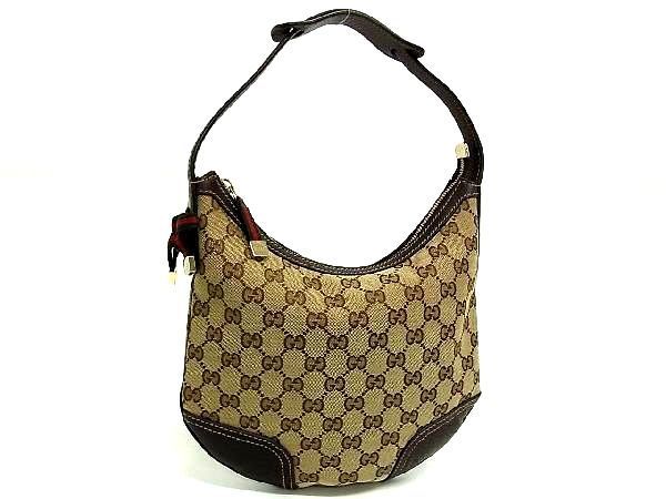 1円 ■美品■ GUCCI グッチ 162895 002404 シェリーライン GG柄 GGキャンバス ワンハンドル ハンドバッグ ショルダー ブラウン系 AI2751ニN