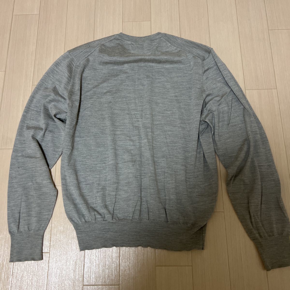 HERMES エルメス カシミア×シルク ニットVネックセーター グレー L