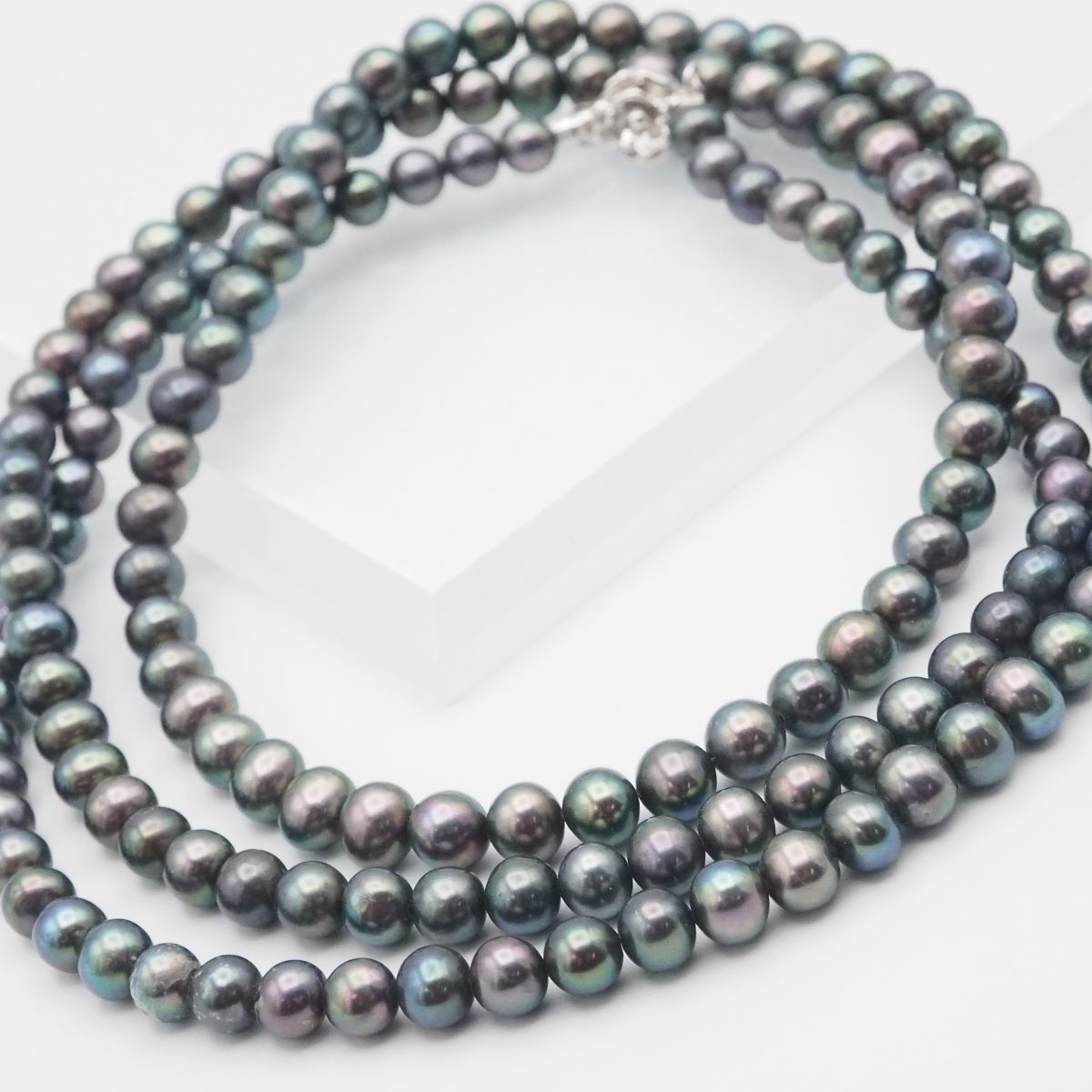 W68 淡水真珠 パール SILVER刻印 ロング ネックレス デザイン シルバー 6月誕生石