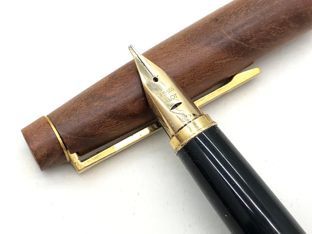 パイロット 万年筆 カスタム ペン先K14 ウッド 木軸 ゴールド 筆記