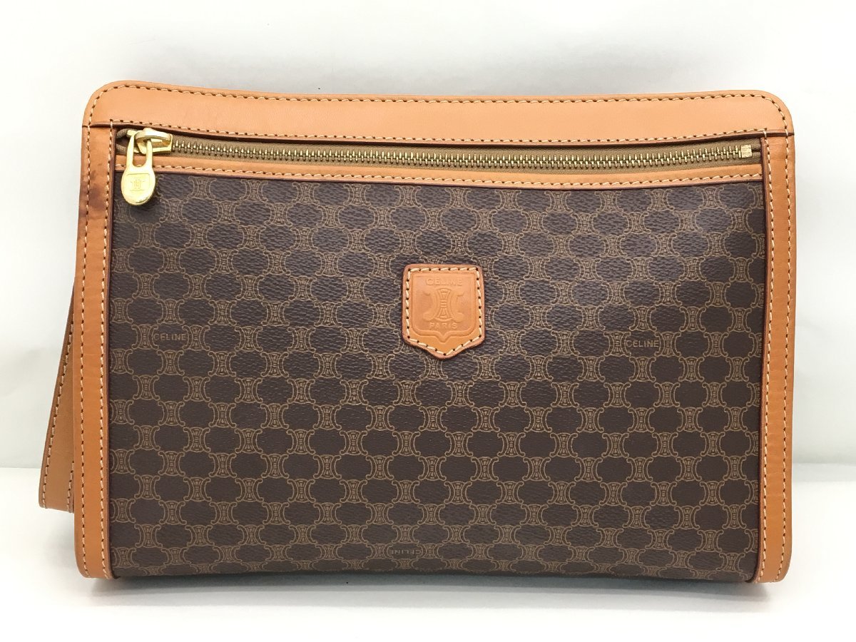 1円 CELINE セリーヌ マカダム柄 PVC×レザー プッシュロック トート