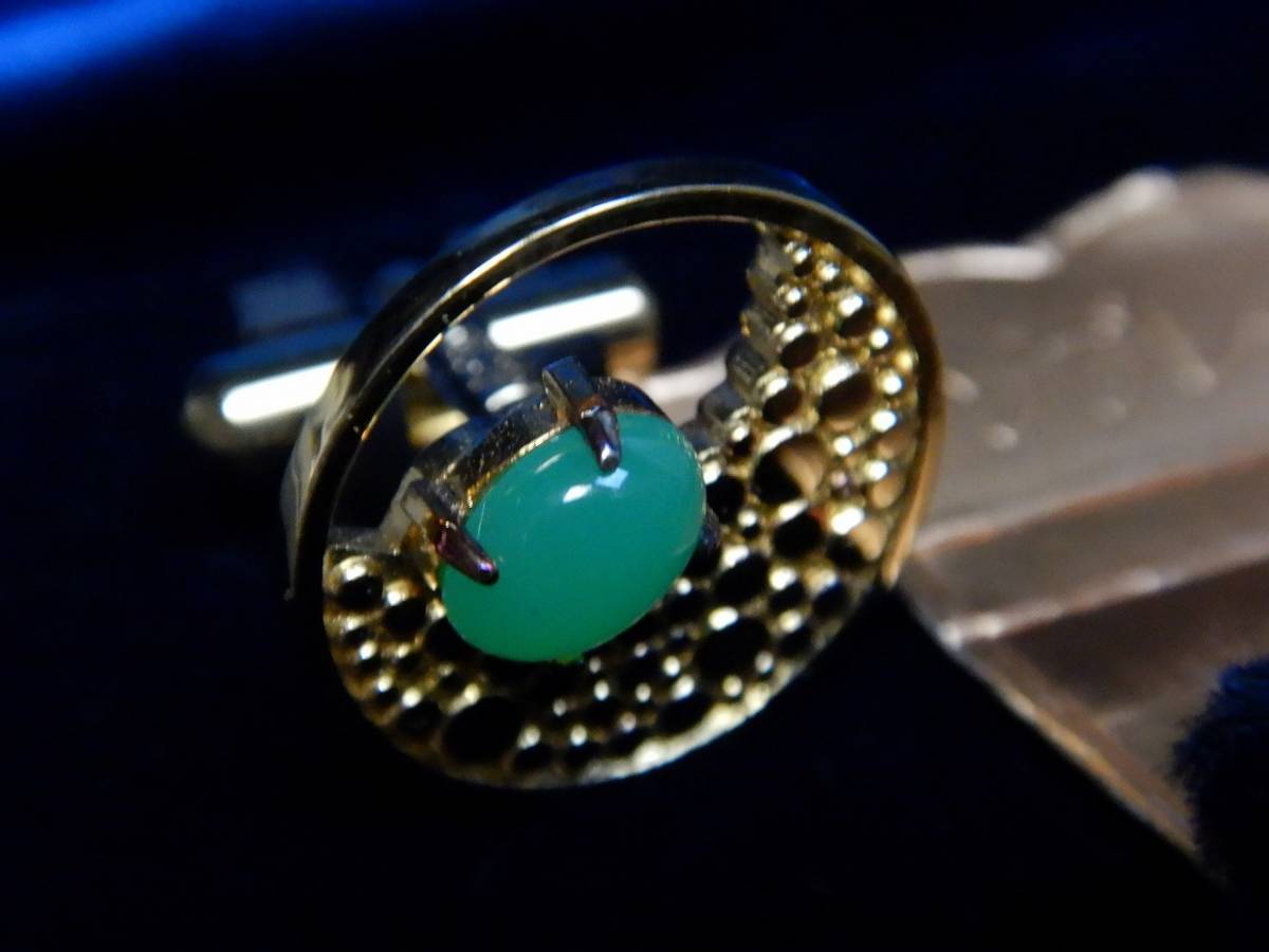 昭和レトロ クリソプレーズ ネクタイピン カフス セット ケース入り  