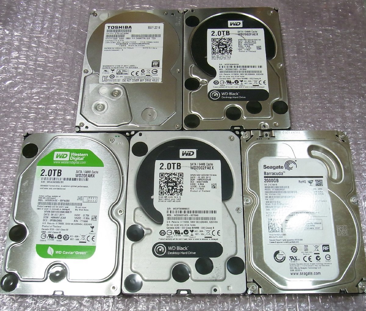 B33626 O-01264 3.5インチ HDD 2TB 5個セット 判定正常