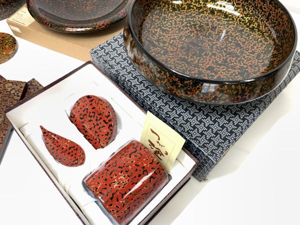 極美品】工芸品 津軽塗り 茶櫃＆菓子鉢 豪華セット 塗り 天然