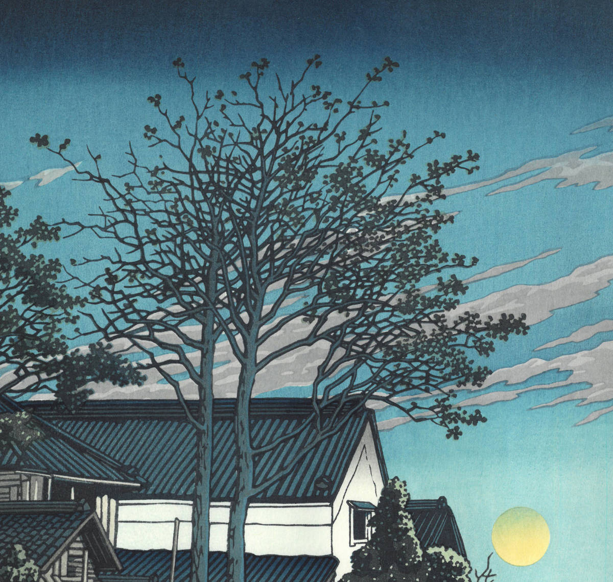 川瀬巴水 木版画 HKS-15 潮来の夕 初版 1930年 昭和5年(新版画) 本当に