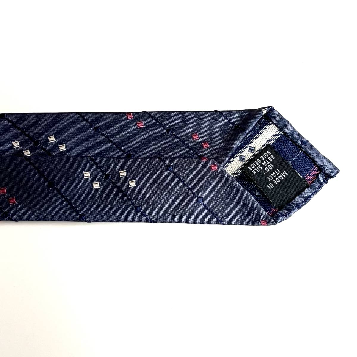 【新品未使用】アット ヴァンヌッチ Atto Vannucci タイユアタイ セッテピエゲ ブルー 桜色 ジャガードストライプ クラシック イタリア製