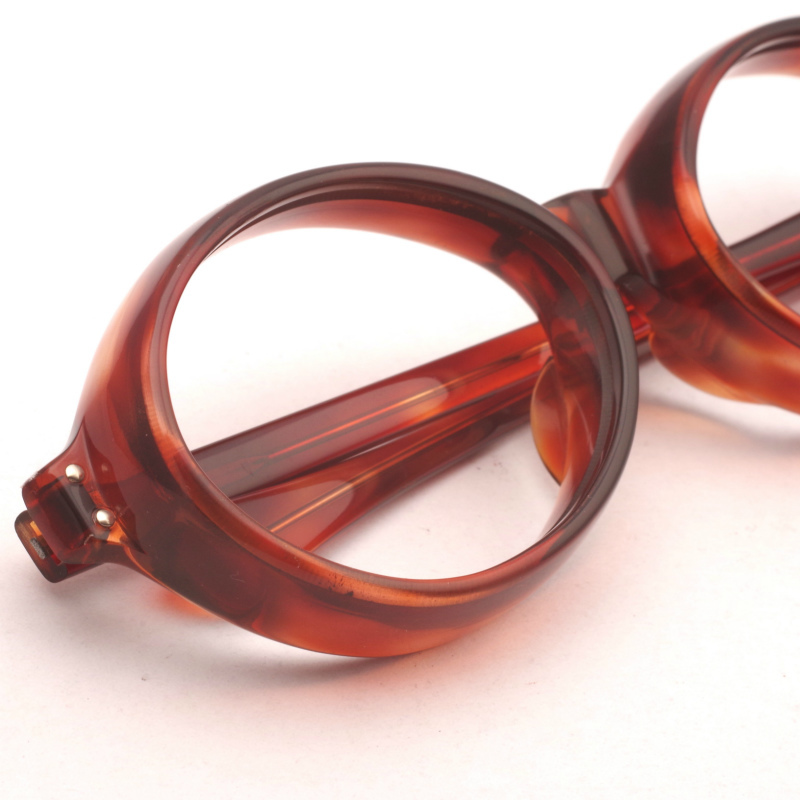 低価，得価 デッド 極厚 14mm 1950年代 ビンテージ フランス製 ラウンド 丸メガネ デミアンバー Frame France Lesca ギュパール スタイル めがね 1142(フルリム)｜売買されたオークション情報、yahooの商品情報を フルリム