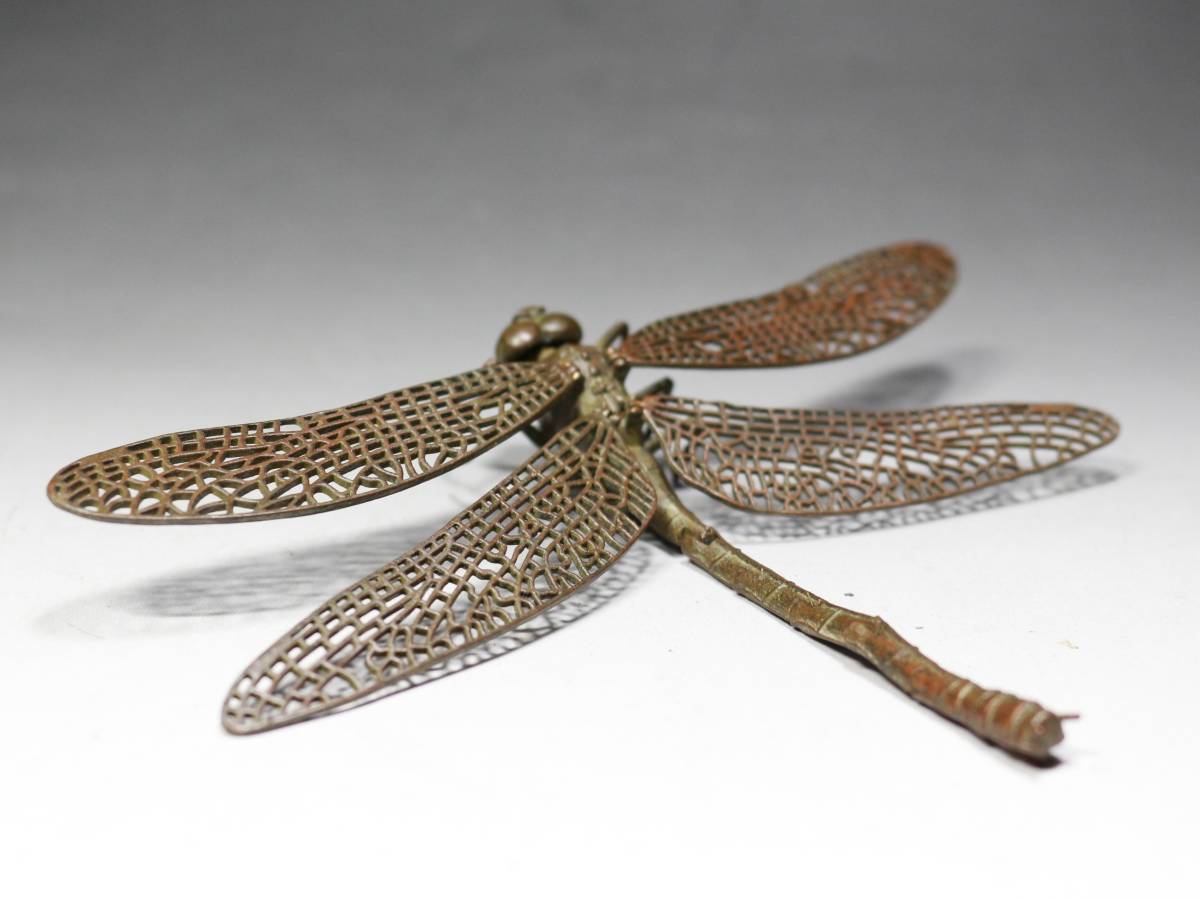 H*T様 銅製置物 勝虫 蜻蛉 トンボ 雨宮宗作 関節可動 □