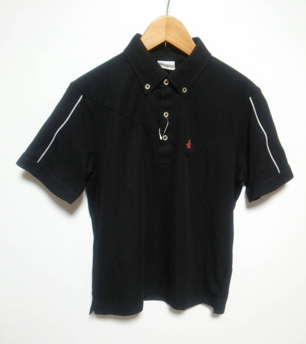 新品 マンシングウェア 春夏 ドライカノコ 鹿の子 ボタンダウン半袖ポロシャツ 半袖シャツ ゴルフシャツ ゴルフウェア 黒 メンズM