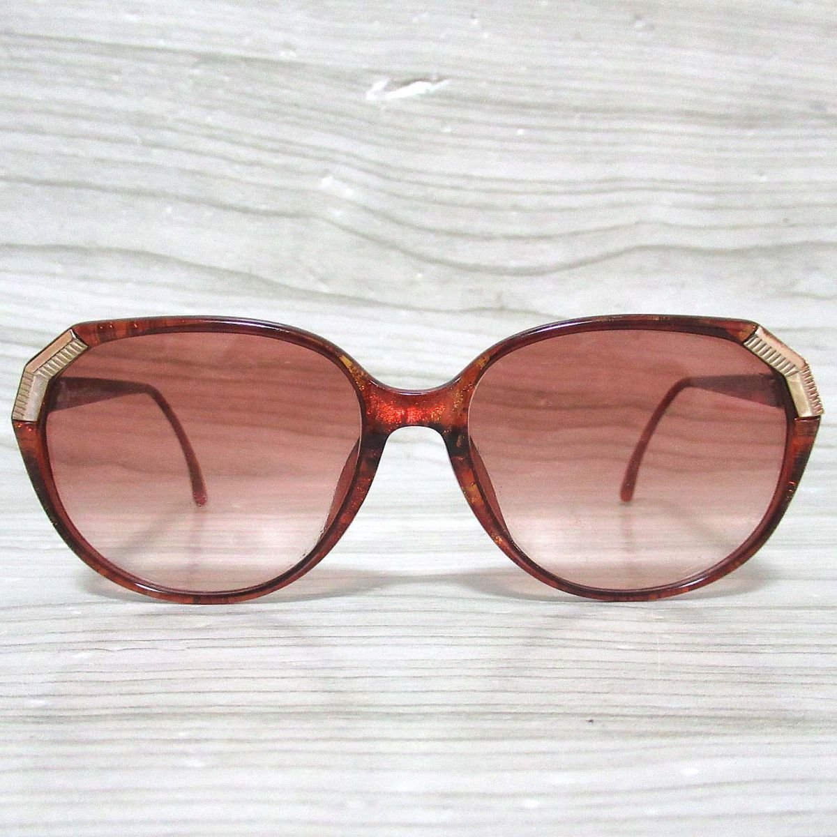 美品 ヴィンテージ Dior クリスチャンディオール 度なし セルフレーム フルリム グラデーションサングラス 60□17 レッドブラウン系 C0204