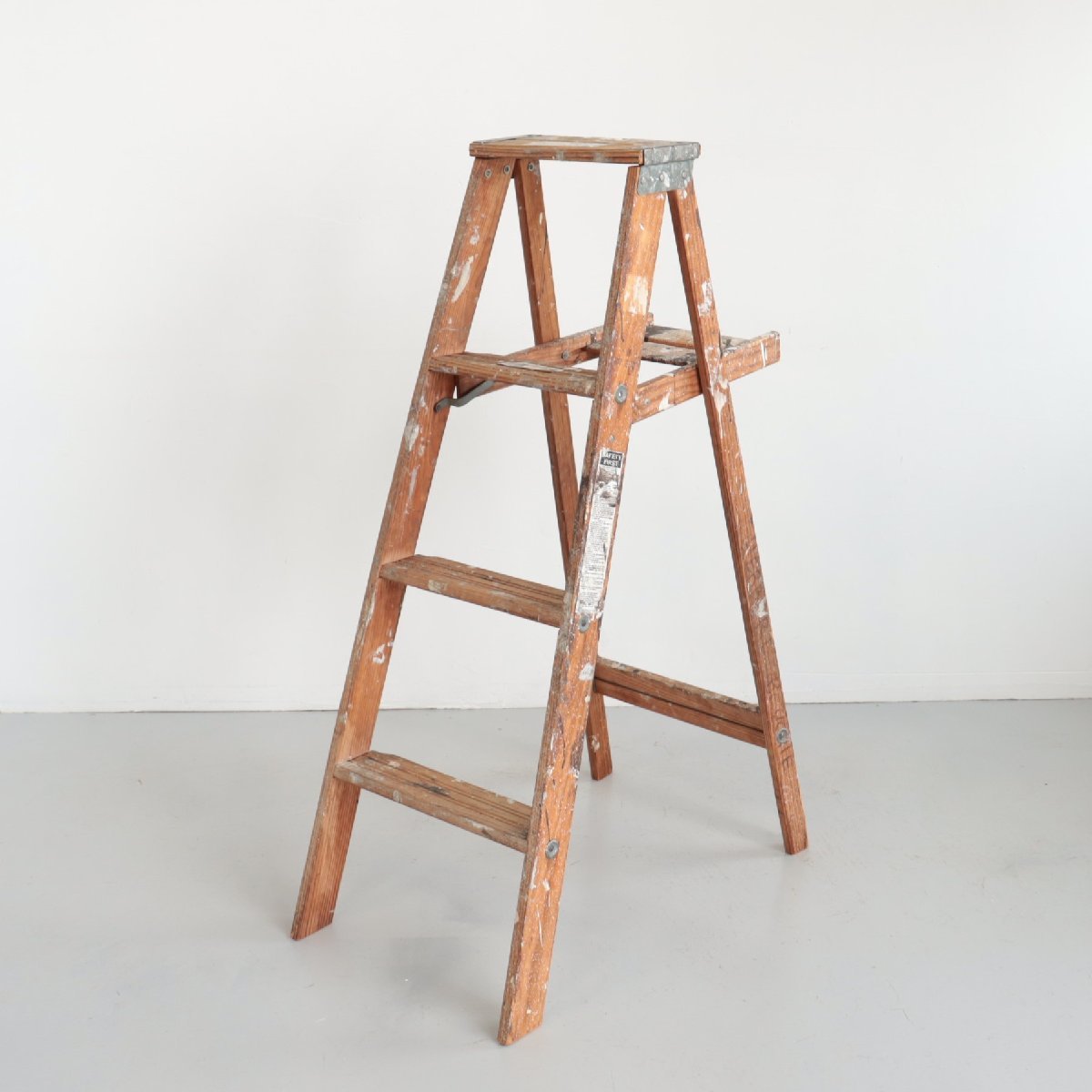 ヴィンテージ 4段 脚立【＃4798】アメリカ 木製ラダー stepladder ディスプレイ 店舗什器 ガーデニング アンティーク 折りたたみ ペンキ