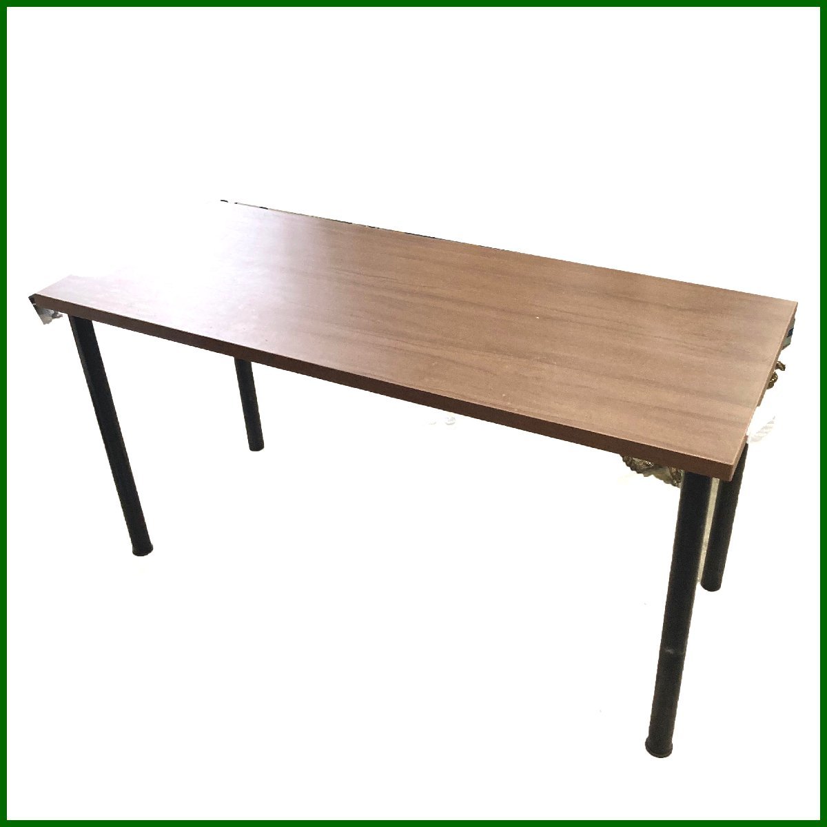 札幌市内送料無料 ●ニトリ●平机 プレフェ 木目ブラウン ×ブラック 中古 デスク　幅140㎝　317