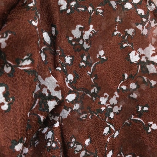 ランバンオンブルー LANVIN en Bleu 半袖カットソー サイズ38 M - ダークブラウン×白×黒 レディース Vネック/シースルー 美品 トップス