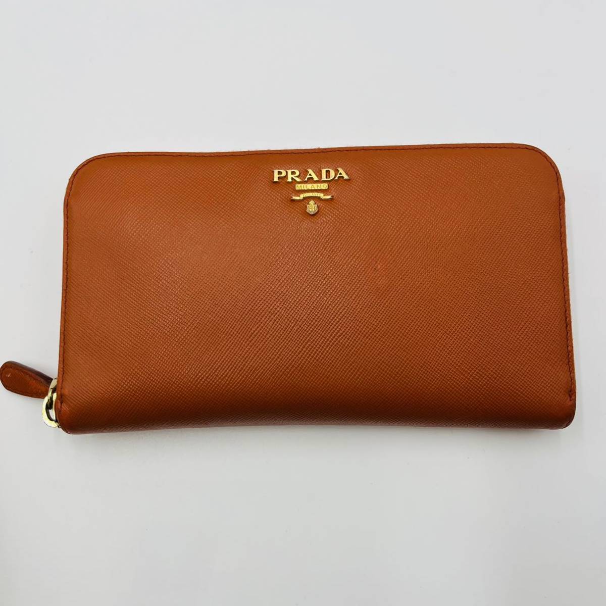1円 【希少カラー・付属品有】 PRADA プラダ 長財布 ラウンド 