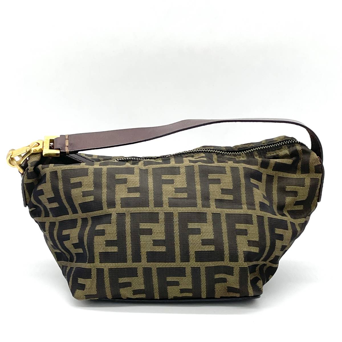 1円 美品 FENDI フェンディ ズッカ柄 ズッカ ナイロンキャンバス 