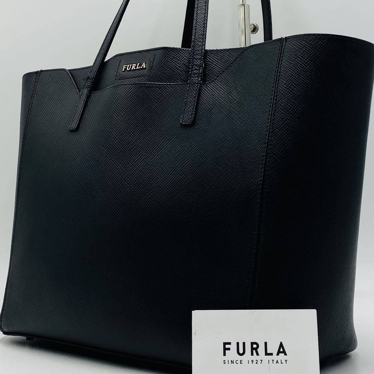 1円 〜【入手困難品】定価10万円 フルラ FURLA トートバッグ ビジネスバッグ ブリーフケース A4 2way ブラック レザー メンズ レディース